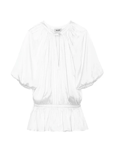 Tomina Draped Satin Blouse