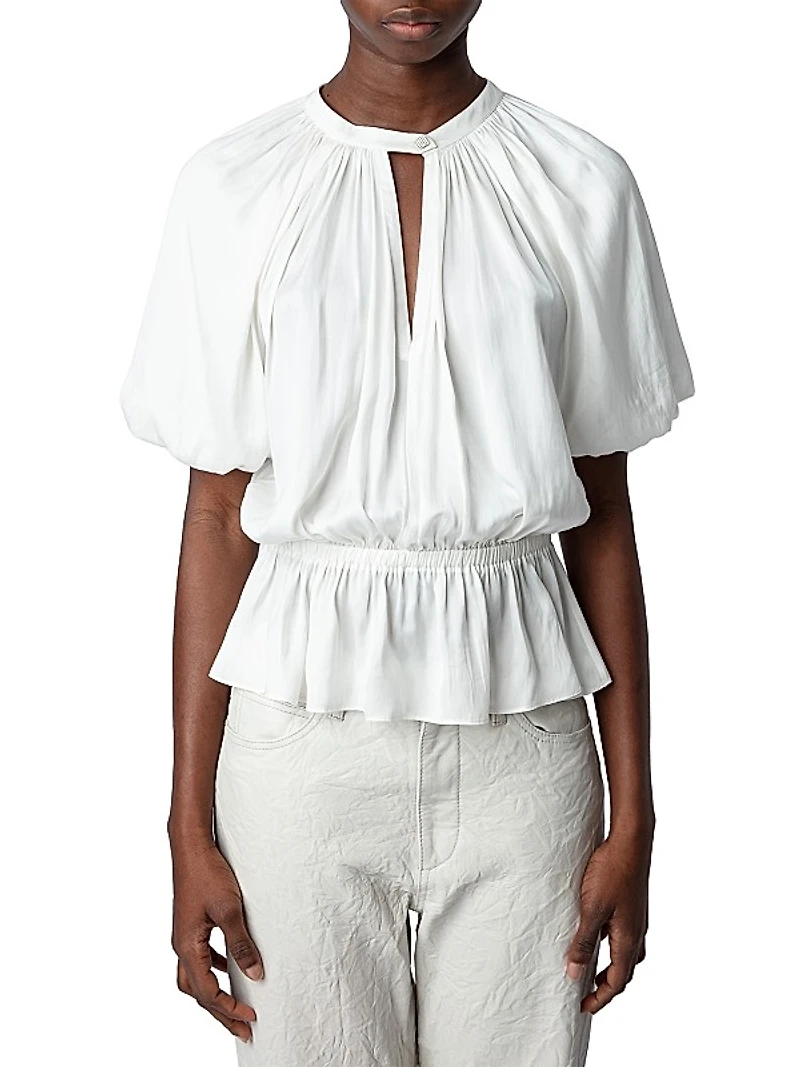 Tomina Draped Satin Blouse