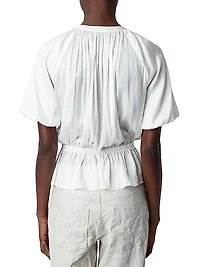 Tomina Draped Satin Blouse