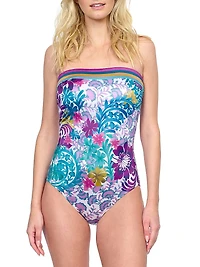 Bali Floral Strapless One-Piece Swimsuit