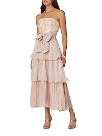 Pearl Sequined Strapless Midi-Dress