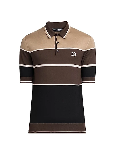 Striped Silk Polo Shirt