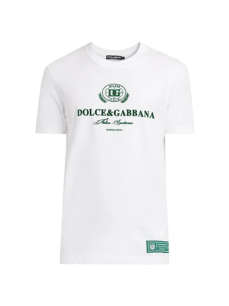 Flocked Logo Cotton T-Shirt
