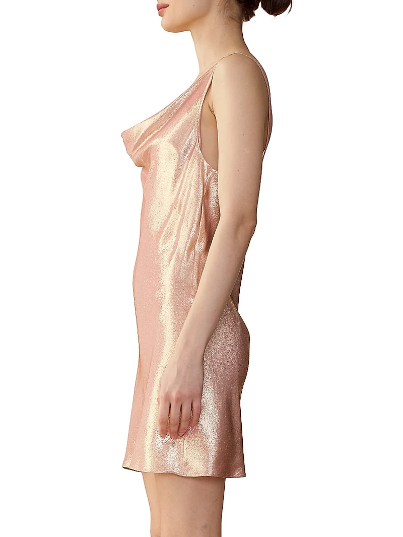 Silk Lamè Cowlneck Minidress