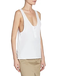 Henley Tank Top Cotton Poplin