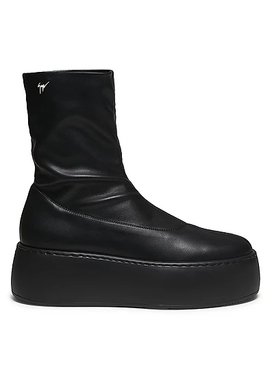 35MM Stretch-Leather Platform Booties
