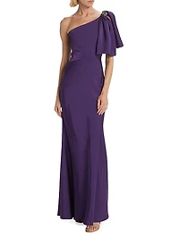 Aubrey Satin One-Shoulder Gown