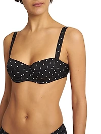 Polka-Dot Silk-Blend Balconette Bra