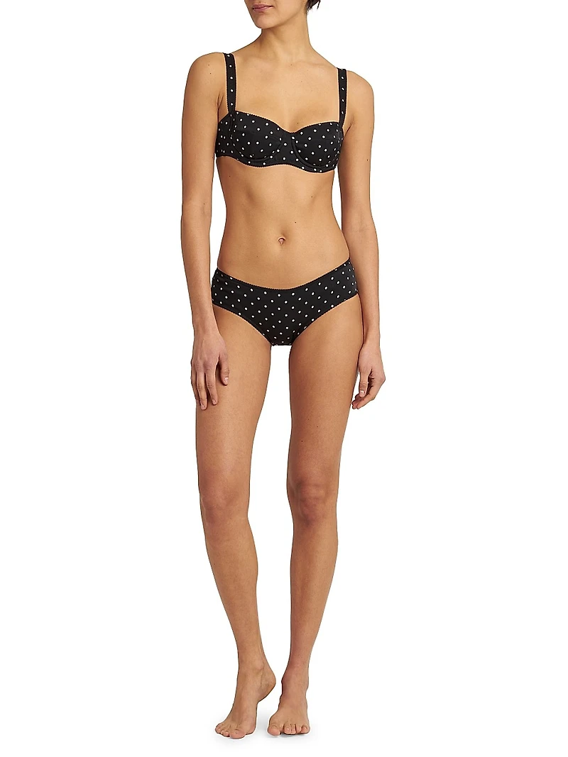 Polka-Dot Silk-Blend Balconette Bra