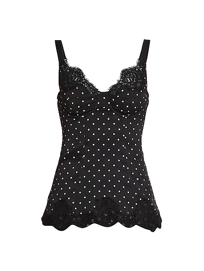 Polka Dot Silk-Blend Camisole