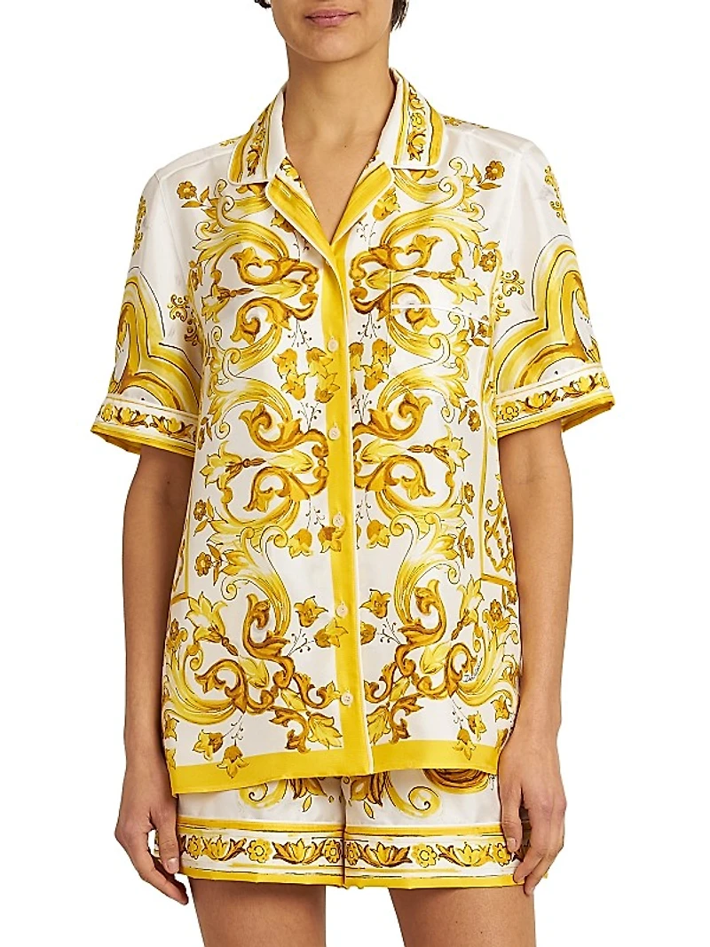 Maiolica Silk Pajama Top