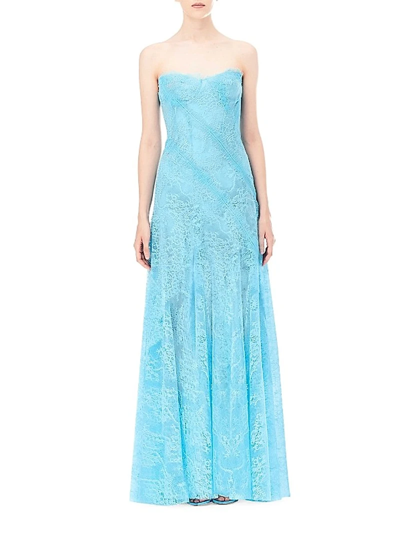 Lace Strapless Maxi Dress
