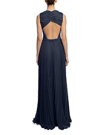 Pleated Chiffon Sleeveless Maxi Dress