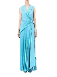 Pleated Crepe Sleeveless Jumpsuit