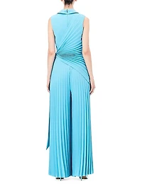 Pleated Crepe Sleeveless Jumpsuit