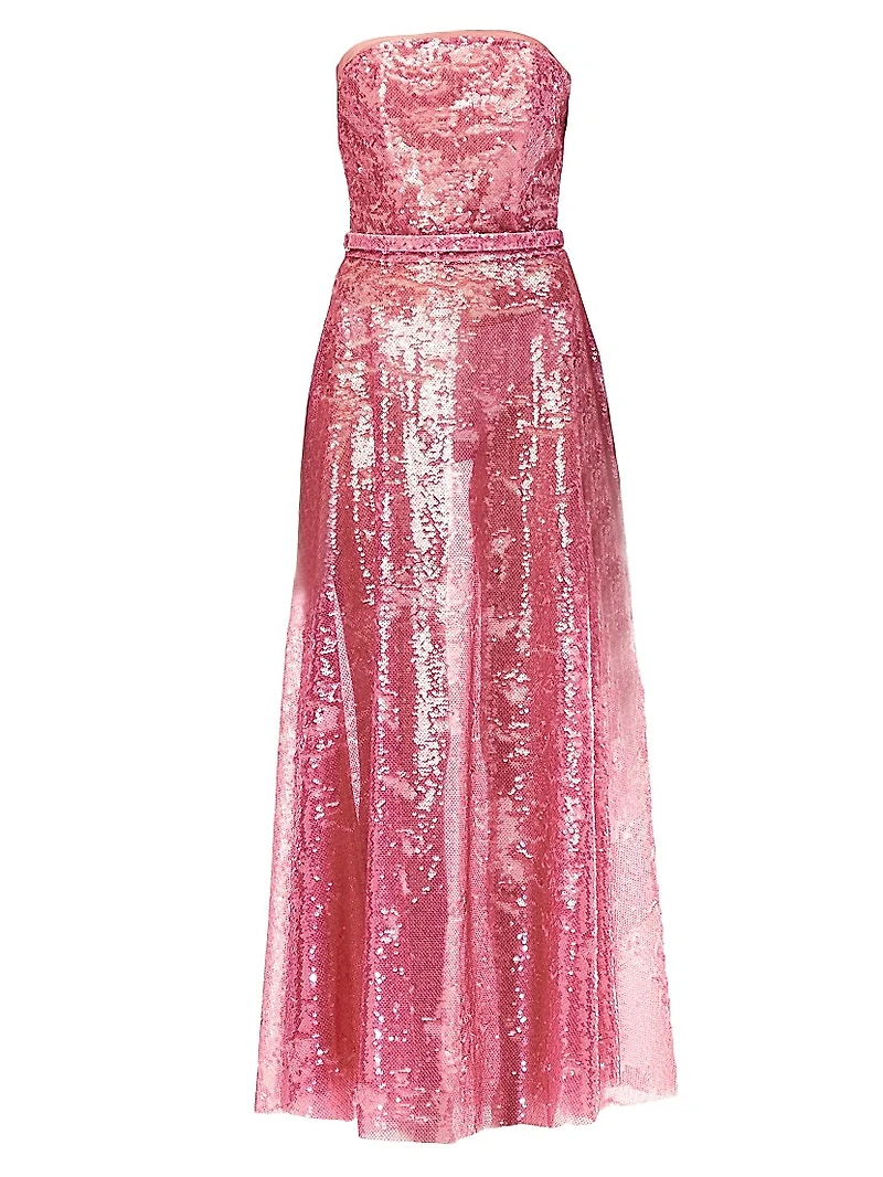 Sequined Strapless Maxi Dress
