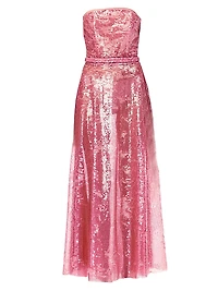 Sequined Strapless Maxi Dress