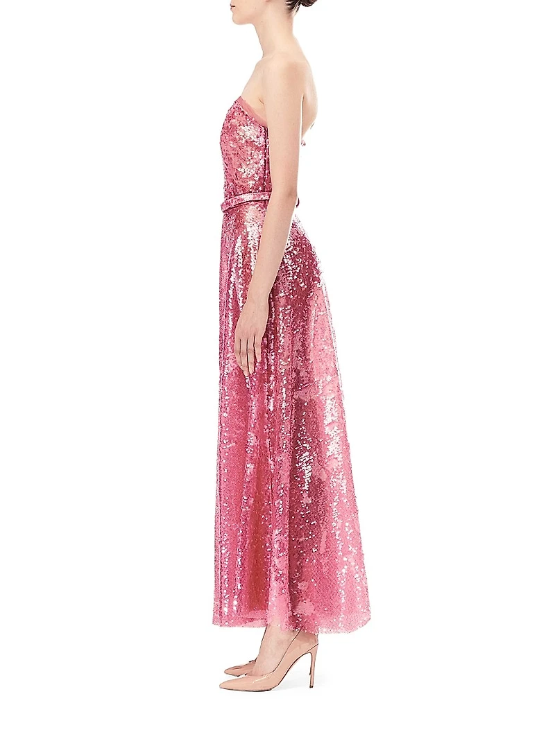 Sequined Strapless Maxi Dress
