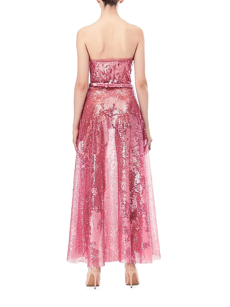Sequined Strapless Maxi Dress