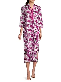 Clorinda Orchid-Print Cotton Midi-Dress