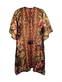 Botanico Metallic Chiffon Lace-Up Caftan