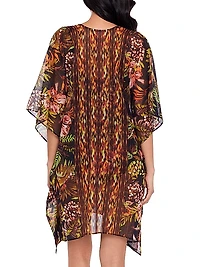 Botanico Metallic Chiffon Lace-Up Caftan