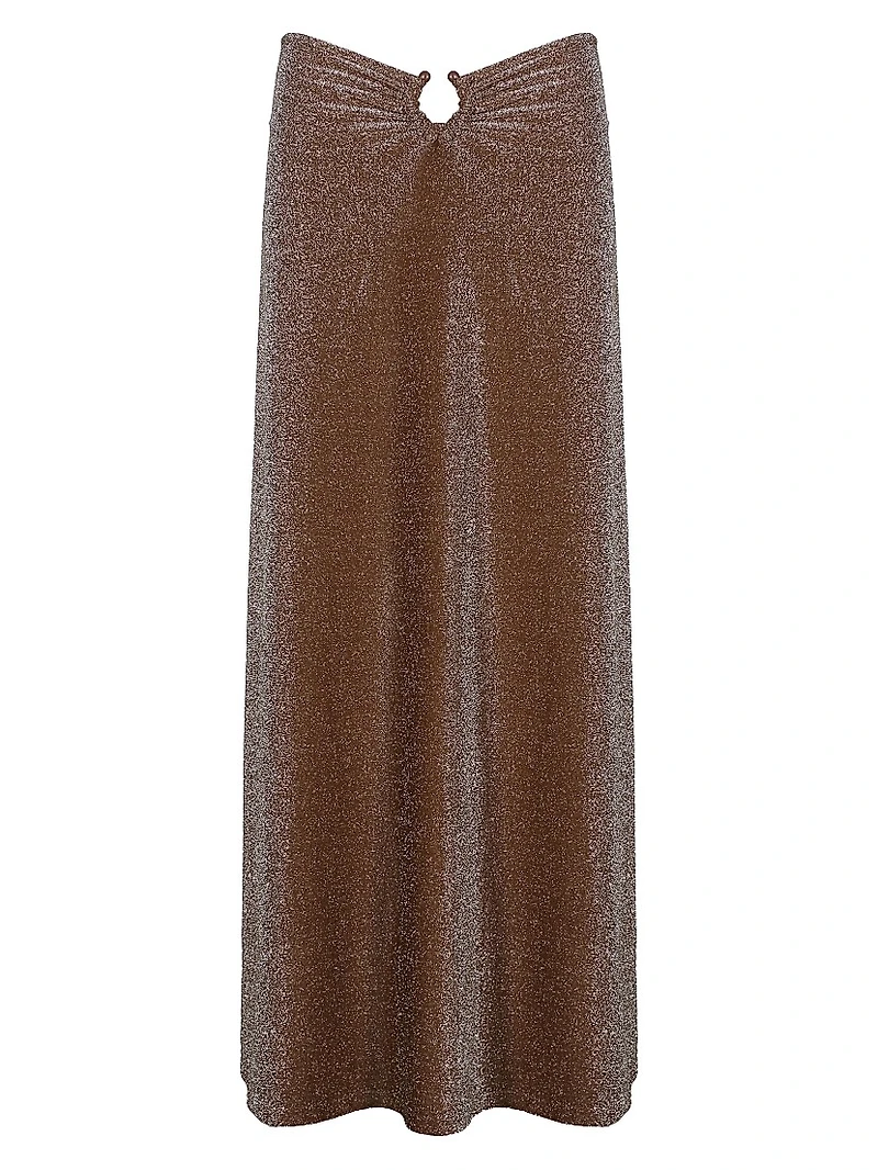 Port Maria Chocolate Rainstorm Metallic Knit Midi-Skirt