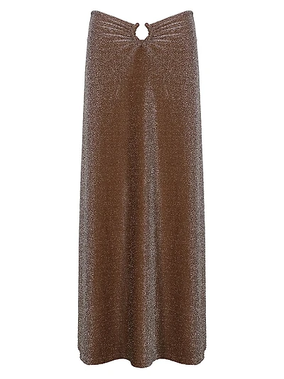 Port Maria Chocolate Rainstorm Metallic Knit Midi-Skirt