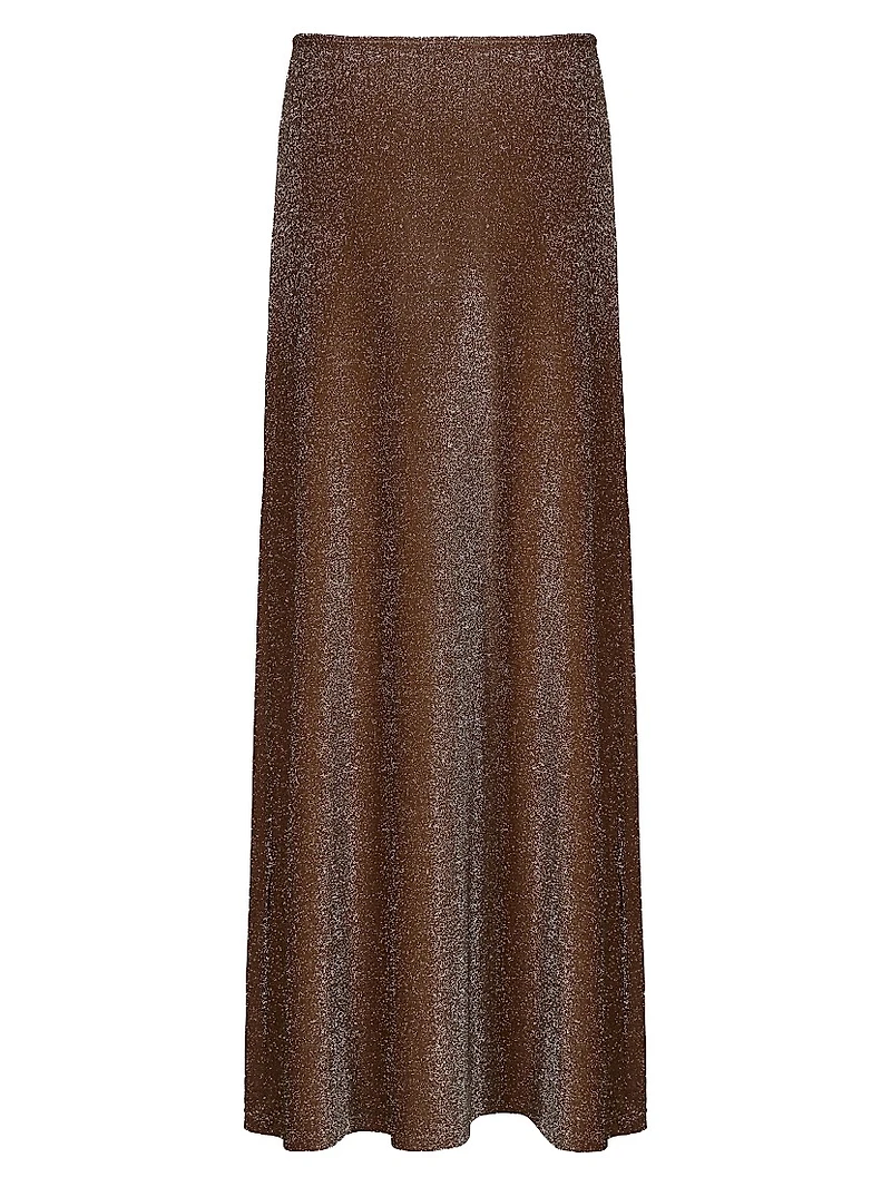 Port Maria Chocolate Rainstorm Metallic Knit Midi-Skirt