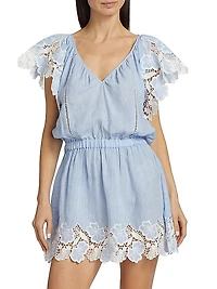 Rya Linen Lace-Trimmed Minidress