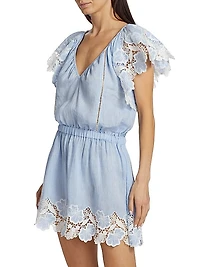 Rya Linen Lace-Trimmed Minidress