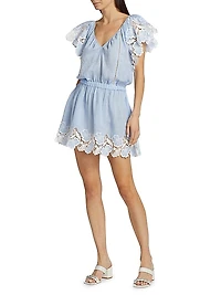 Rya Linen Lace-Trimmed Minidress