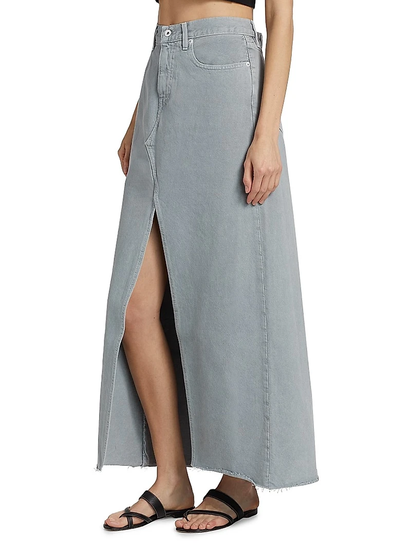 Low-Rise Denim Maxi Skirt
