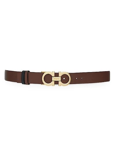 Gancini Reversible & Adjustable Cut-to-Size Hammered Leather Belt