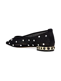 Aurum Crystal-Embellished Silk Mesh Ballet Flats