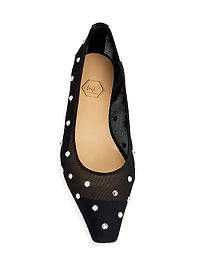 Aurum Crystal-Embellished Silk Mesh Ballet Flats