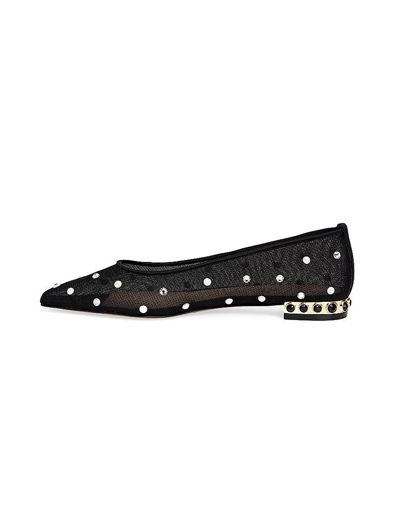 Aurum Crystal-Embellished Silk Mesh Ballet Flats