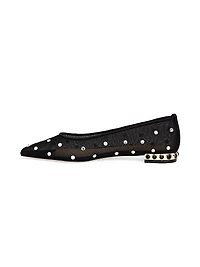 Aurum Crystal-Embellished Silk Mesh Ballet Flats