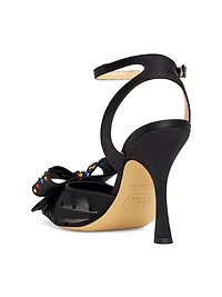 Diamante Mesh Leather Pumps