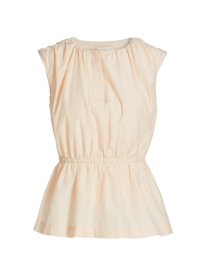 Athena Gathered Cotton & Silk Top