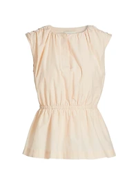 Athena Gathered Cotton & Silk Top