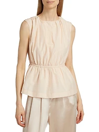 Athena Gathered Cotton & Silk Top