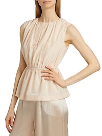Athena Gathered Cotton & Silk Top