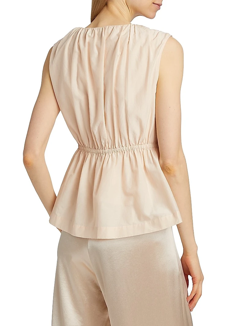 Athena Gathered Cotton & Silk Top