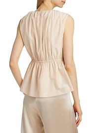 Athena Gathered Cotton & Silk Top