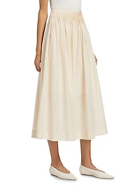 Artemis Gathered Cotton-Silk Skirt