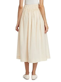Artemis Gathered Cotton-Silk Skirt