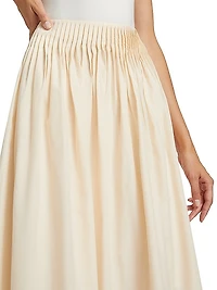 Artemis Gathered Cotton-Silk Skirt