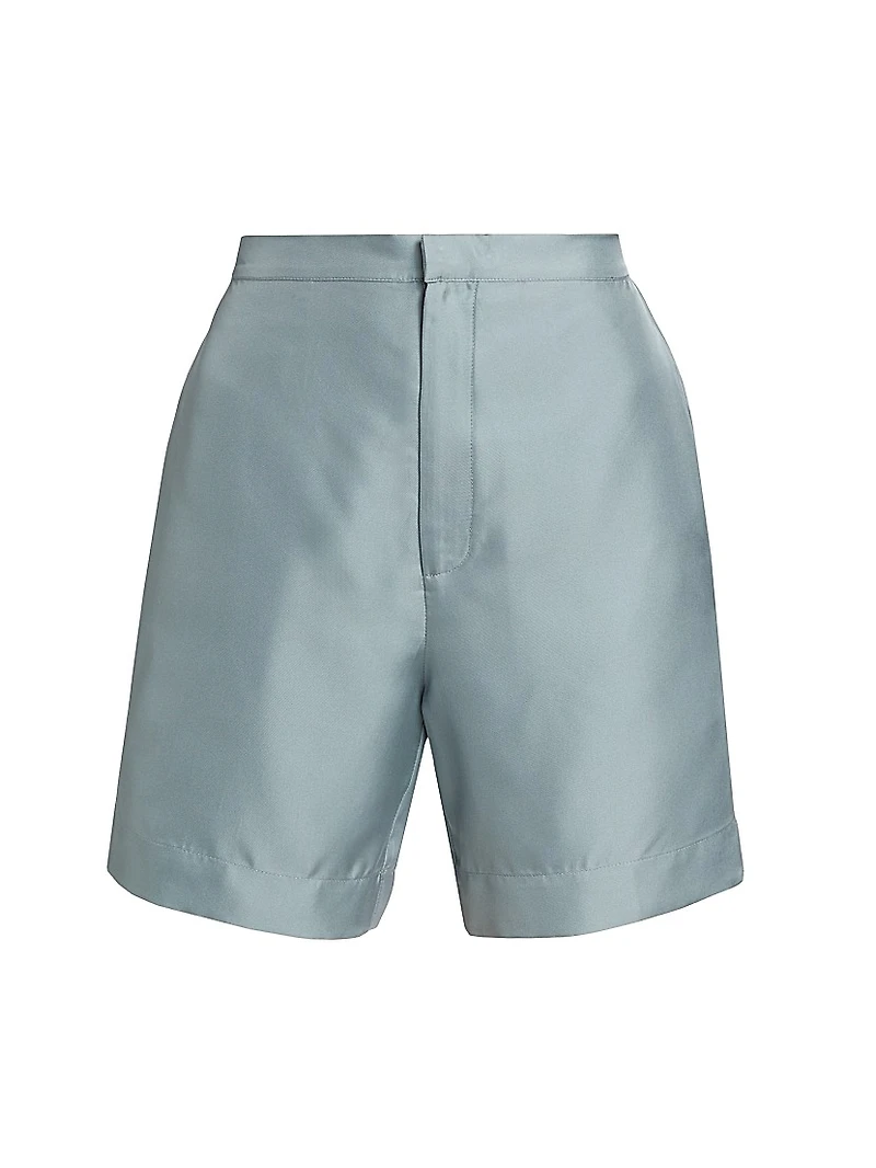 Poseidon Silk Straight-Leg Shorts