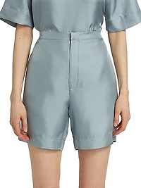 Poseidon Silk Straight-Leg Shorts